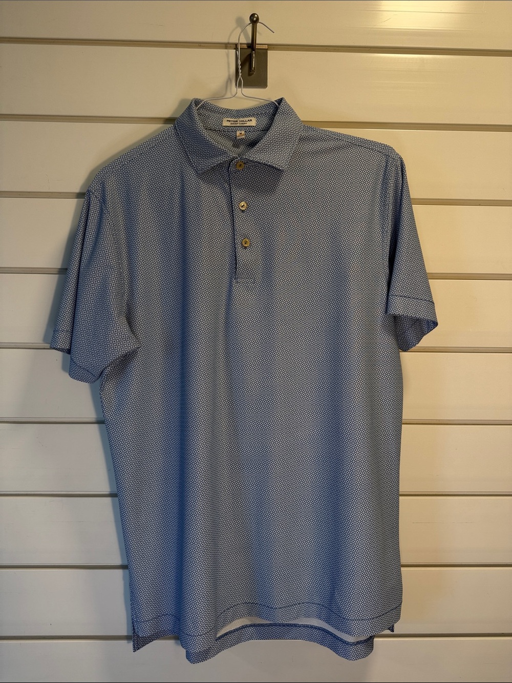 Peter Millar Blue Micro-Pattern Performance Polo